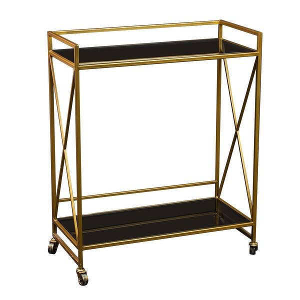 MidCentury Modern Bar Cart with Glass Shelves (31" x 25" x 13